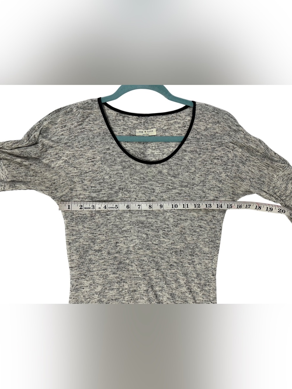 Rag & Bone New York Marled Knit Scoop Neck Long Sleeve Black Trim Top Size S - Picture 8 of 10